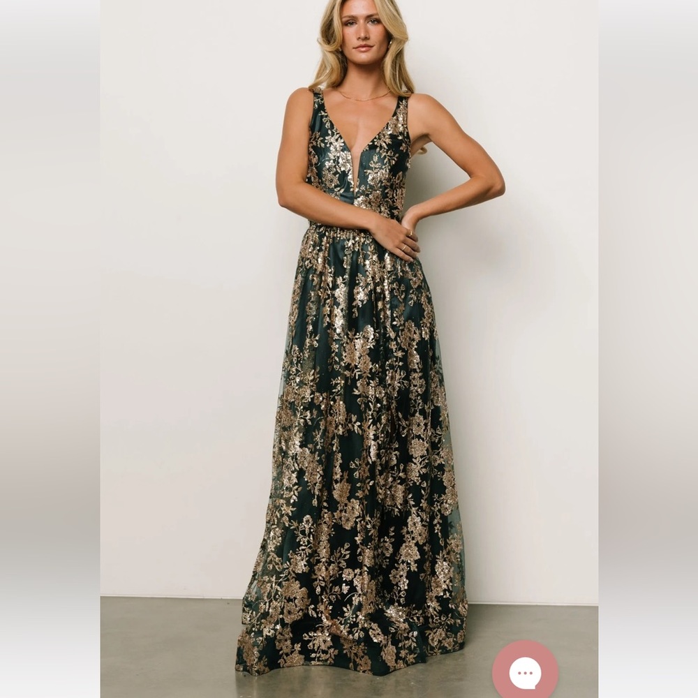 New In Bag - Baltic Born Glitter Gown in Emerald and Gold